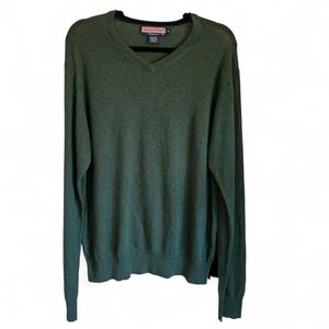Vineyard Vines Cashmere Wool Silk V-Neck Forest Green Long Sleeve Sweater Men M